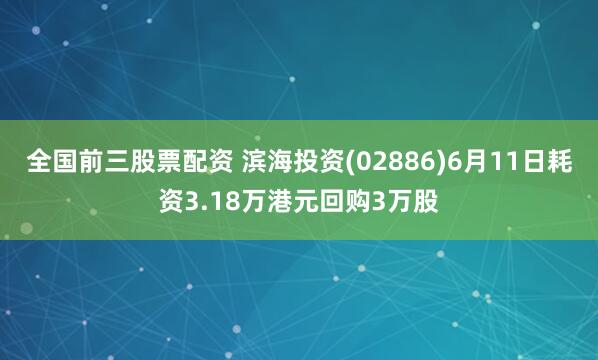 全国前三股票配资 滨海投资(02886)6月11日耗资3.18万港元回购3万股